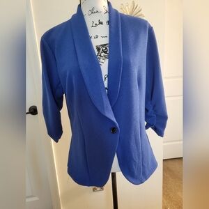 Beyove ~ Women's 3/4 Stretchy Ruched Sleeve One Button Lightweight Blazer